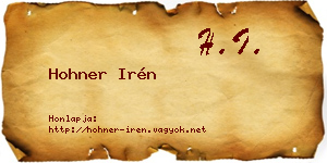 Hohner Irén névjegykártya